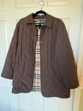 Burberry Brown Quilted Jacket with Signature Check Trim